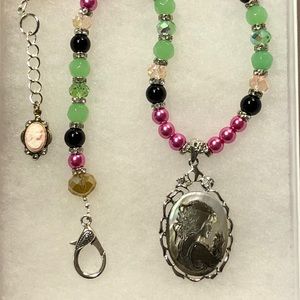 JULIETTE CAMEO Necklace Handmade New  Spectacular Artisan Glass & Carved Cameo